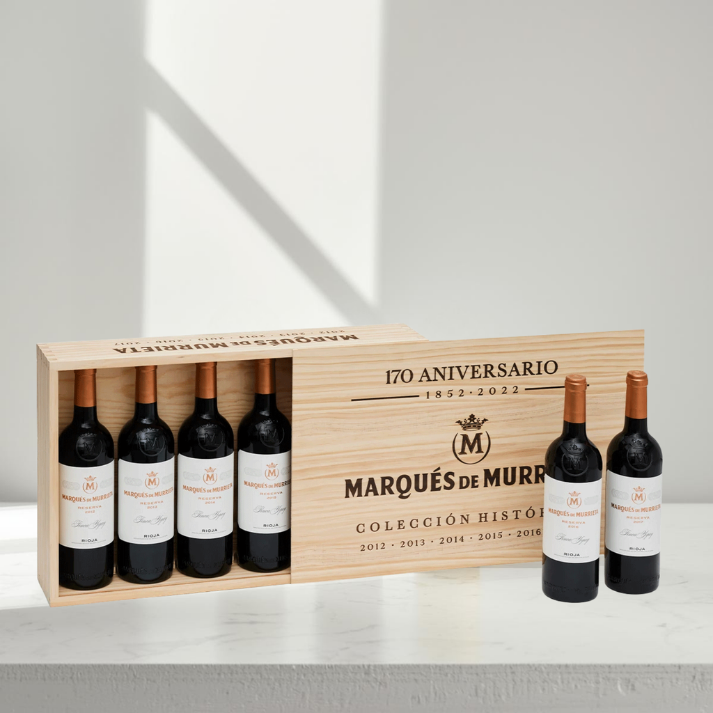 ESTUCHE VINO TINTO MARQUES DE MURRIETA 6 BOT. COLECCIÓN 170 ANIVERSARIO