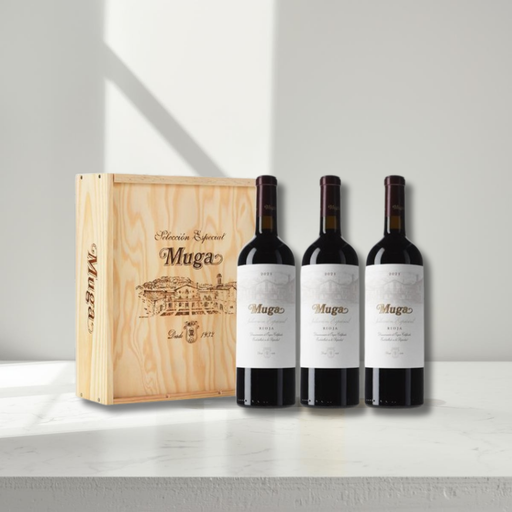 [5CE3BVM] ESTUCHE VINO TINTO MUGA 3 BOTELLAS D.O. LA RIOJA