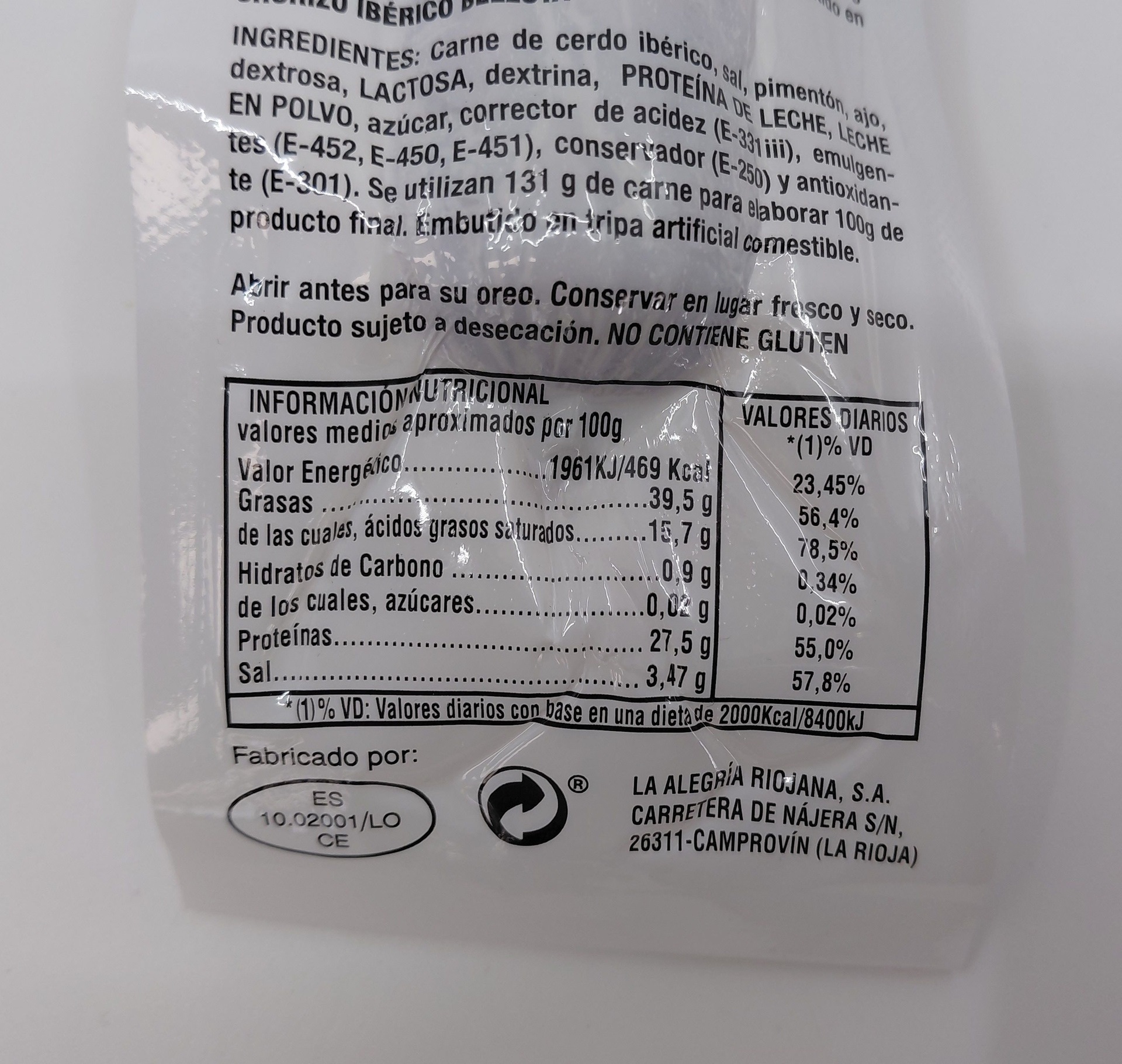 SALCHICHON IBERICO DE BELLOTA 250G APROX MONTELUZ