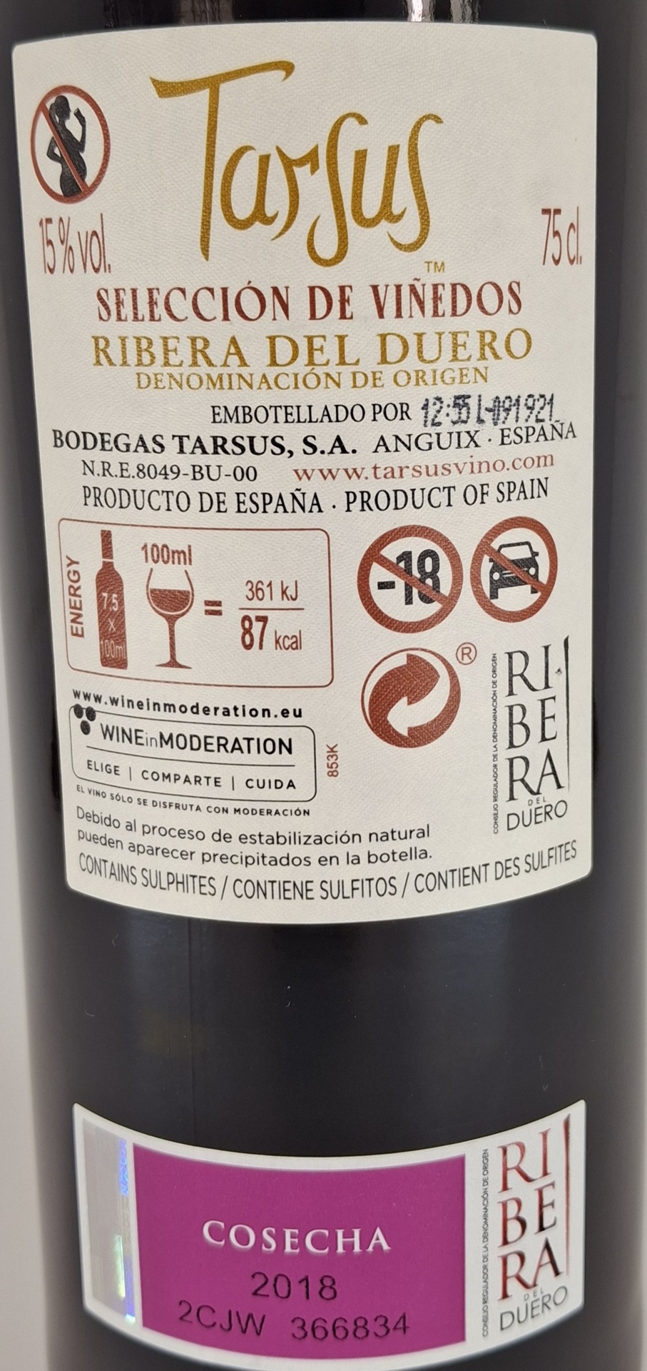 VINO TINTO TARSUS SELECCION DE VIÑEDOS