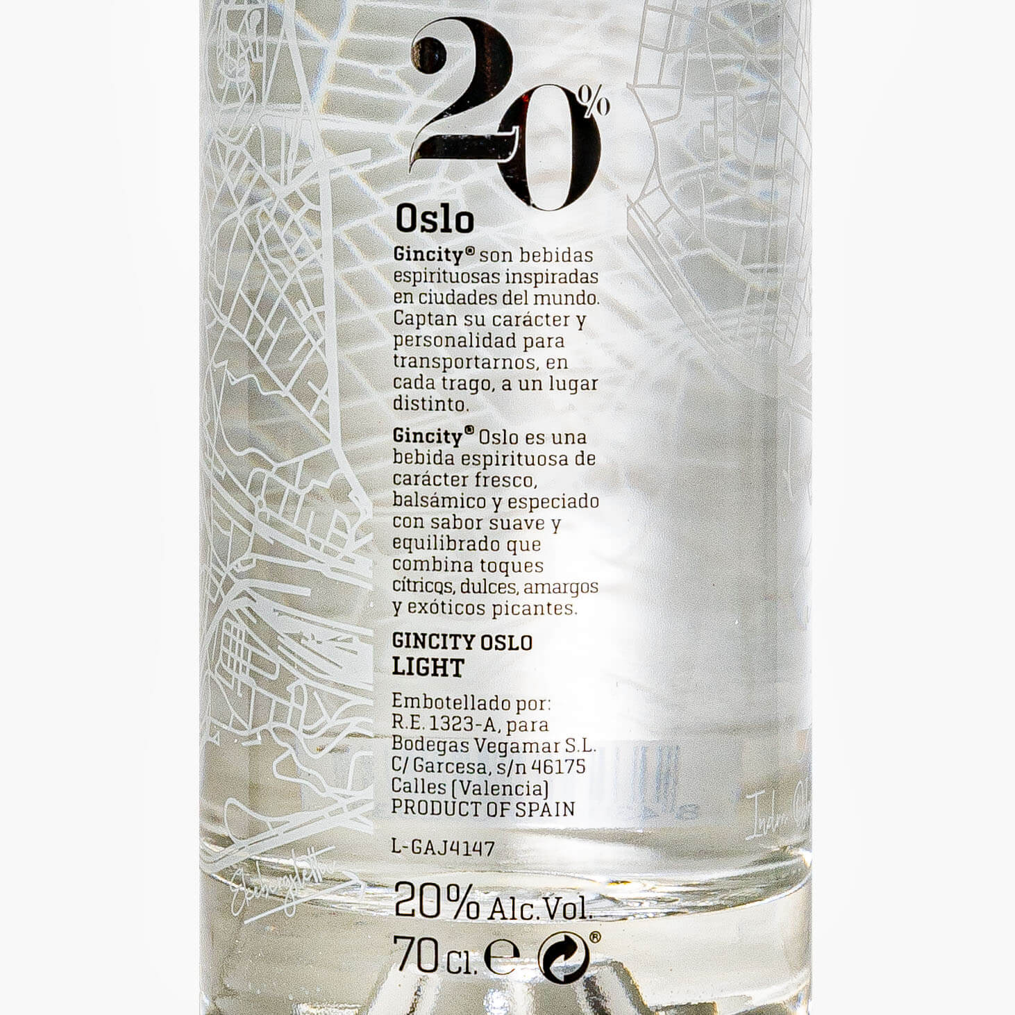 GINEBRA GIN CITY OSLO LIGTH PREMIUM - 70cl.