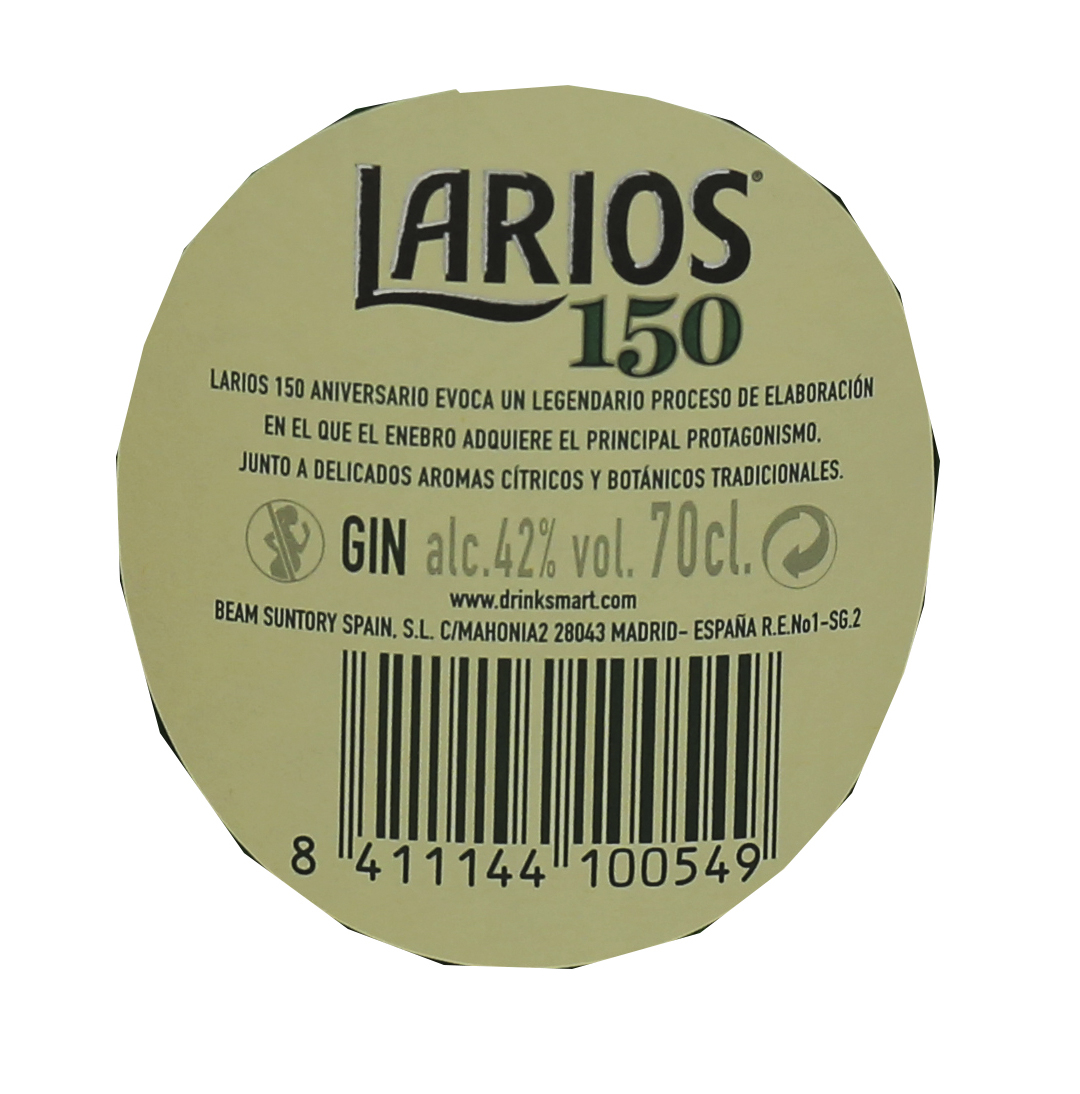 GINEBRA PREMIUM LARIOS 150 ANIVERSARIO 70 CL