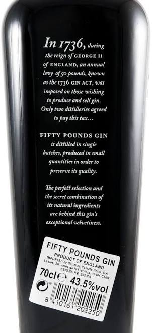 GINEBRA LONDON DRY GIN PREMIUM FIFTY POUNDS - 70cl.