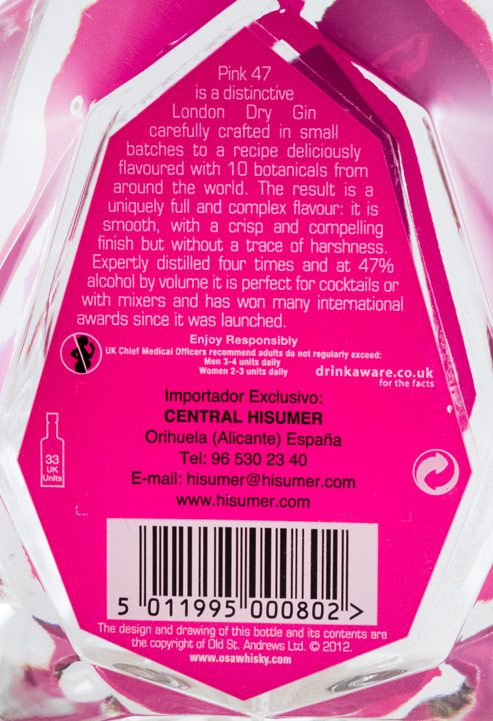 GINEBRA LONDON DRY GIN PINK 47 - 70cl.