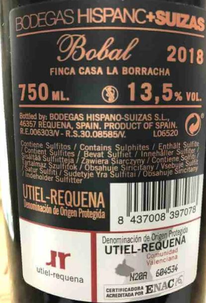 VINO TINTO BOBOS FINCA CASA LA BORRACHA