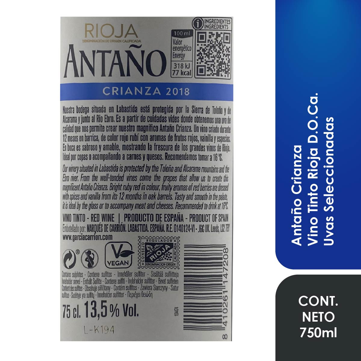 VINO TINTO ANTAÑO - CRIANZA