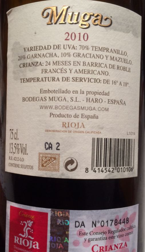 VINO TINTO MUGA - CRIANZA