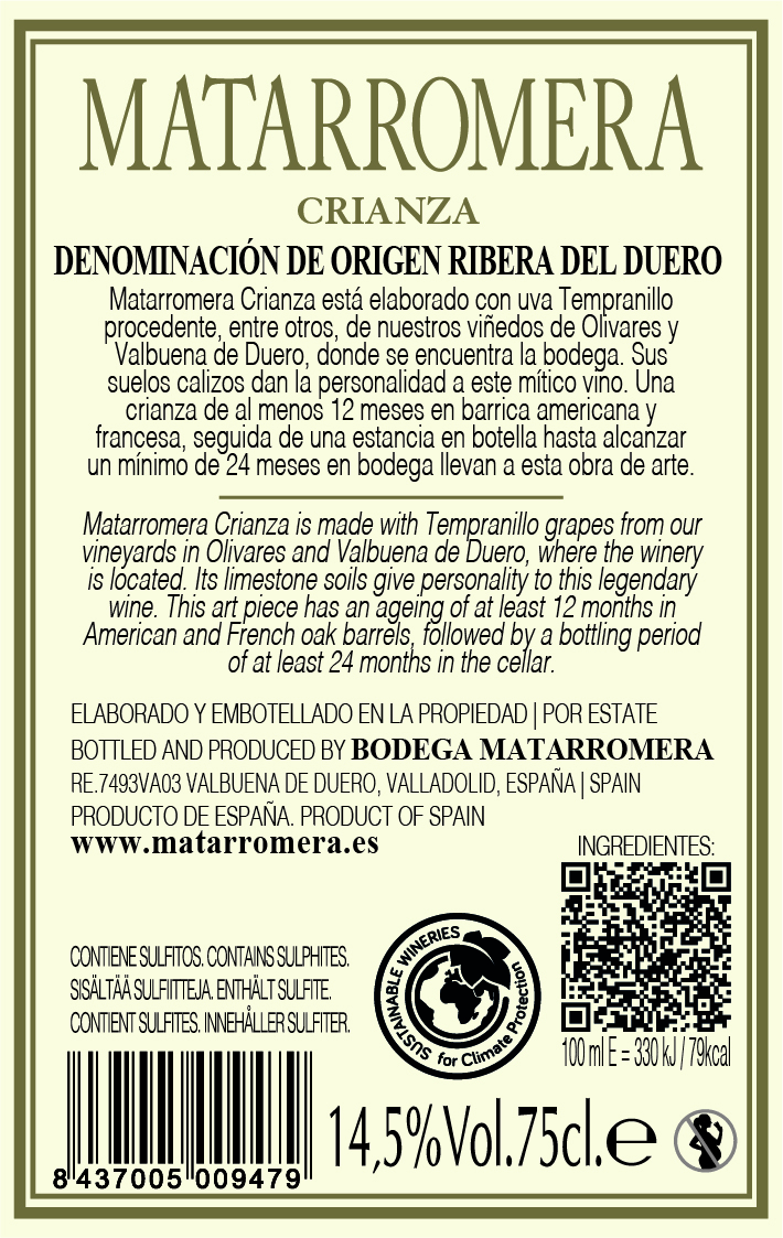 VINO TINTO MATARROMERA - CRIANZA