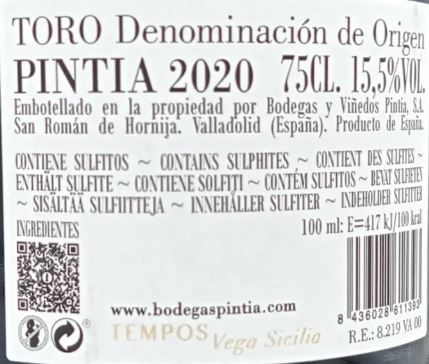 VINO TINTO PINTIA TEMPUS VEGA SICILIA 13 MESES EN BARRICA