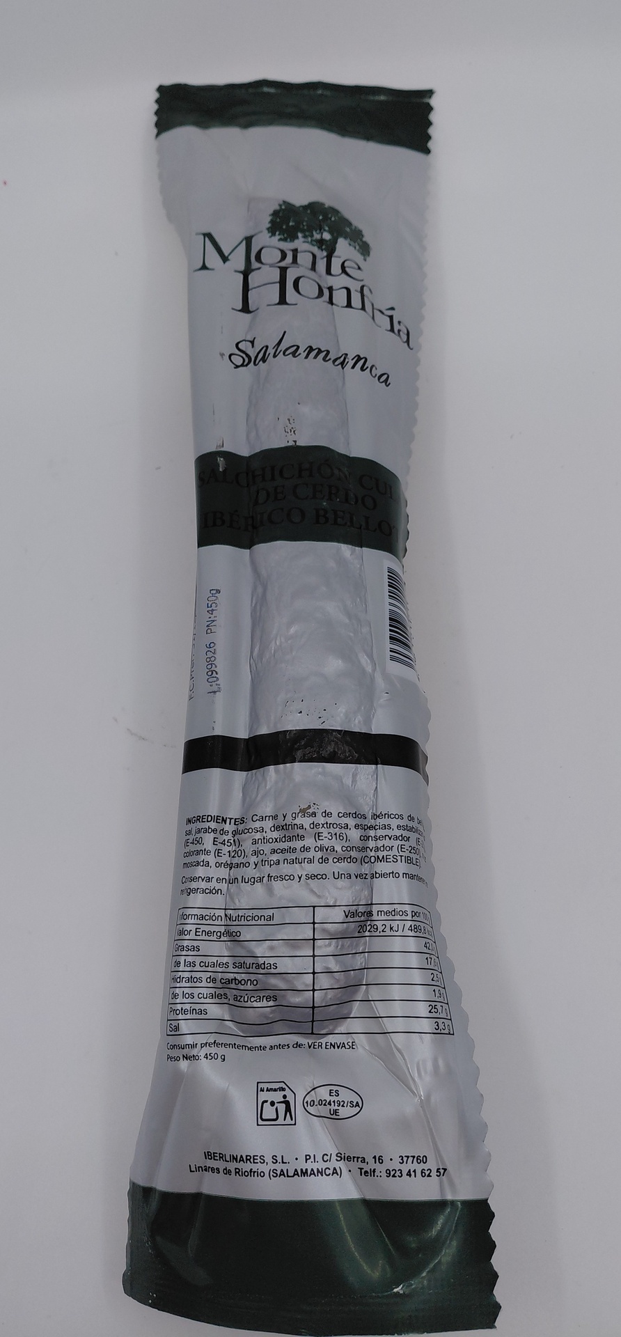 SALCHICHON IBERICO DE BELLOTA CULAR MONTEHONFRIA - 450g.