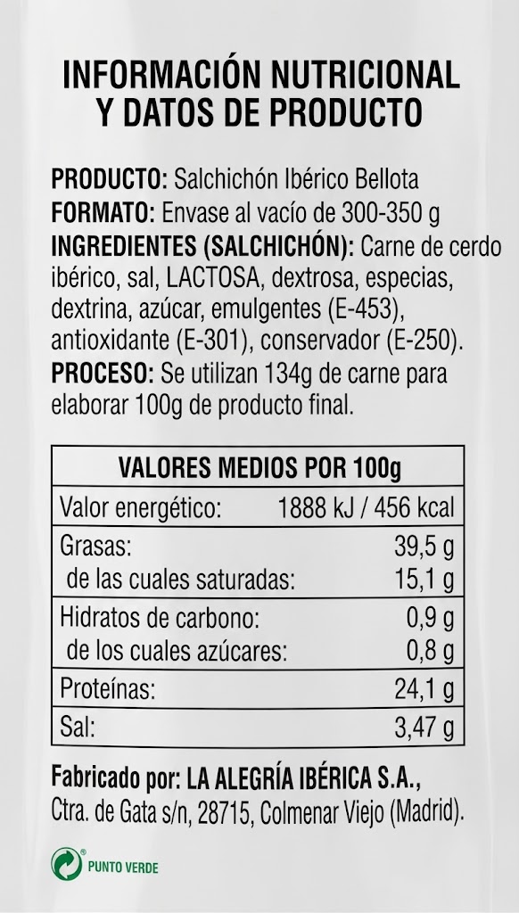 SALCHICHON IBERICO DE BELLOTA. MONTELUZ. 350GR