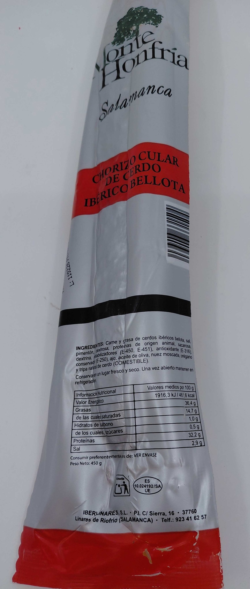 CHORIZO IBERICO DE BELLOTA CULAR MONTEHONFRIA - 450g.
