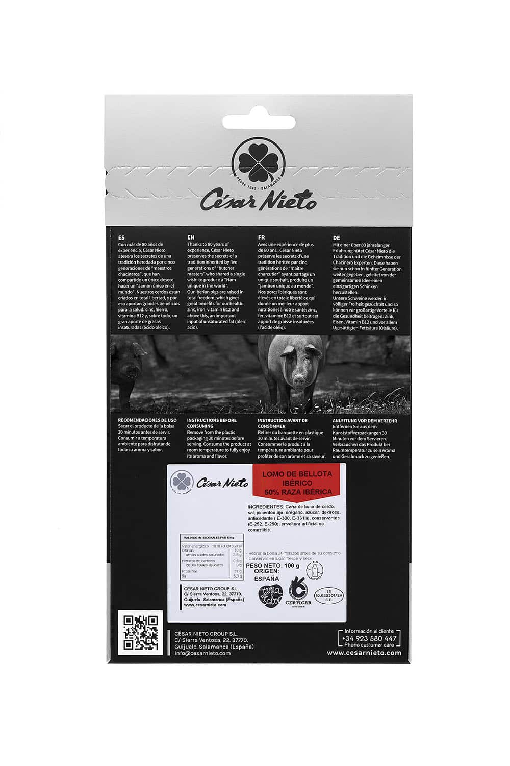 LOMO IBERICO DE CEBO CESAR NIETO - 450g.