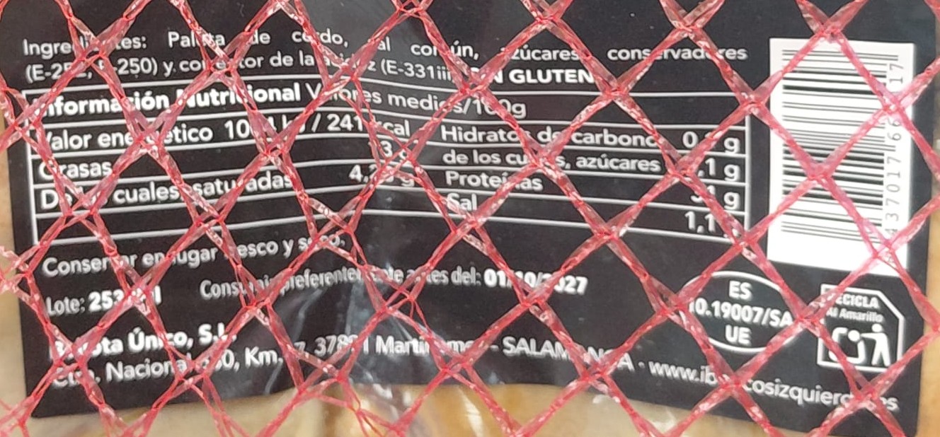 PALETA GRAN RESERVA ETIQUETA NEGRA IBERIVM SALAMANCA - 4.25/4.75 kg.