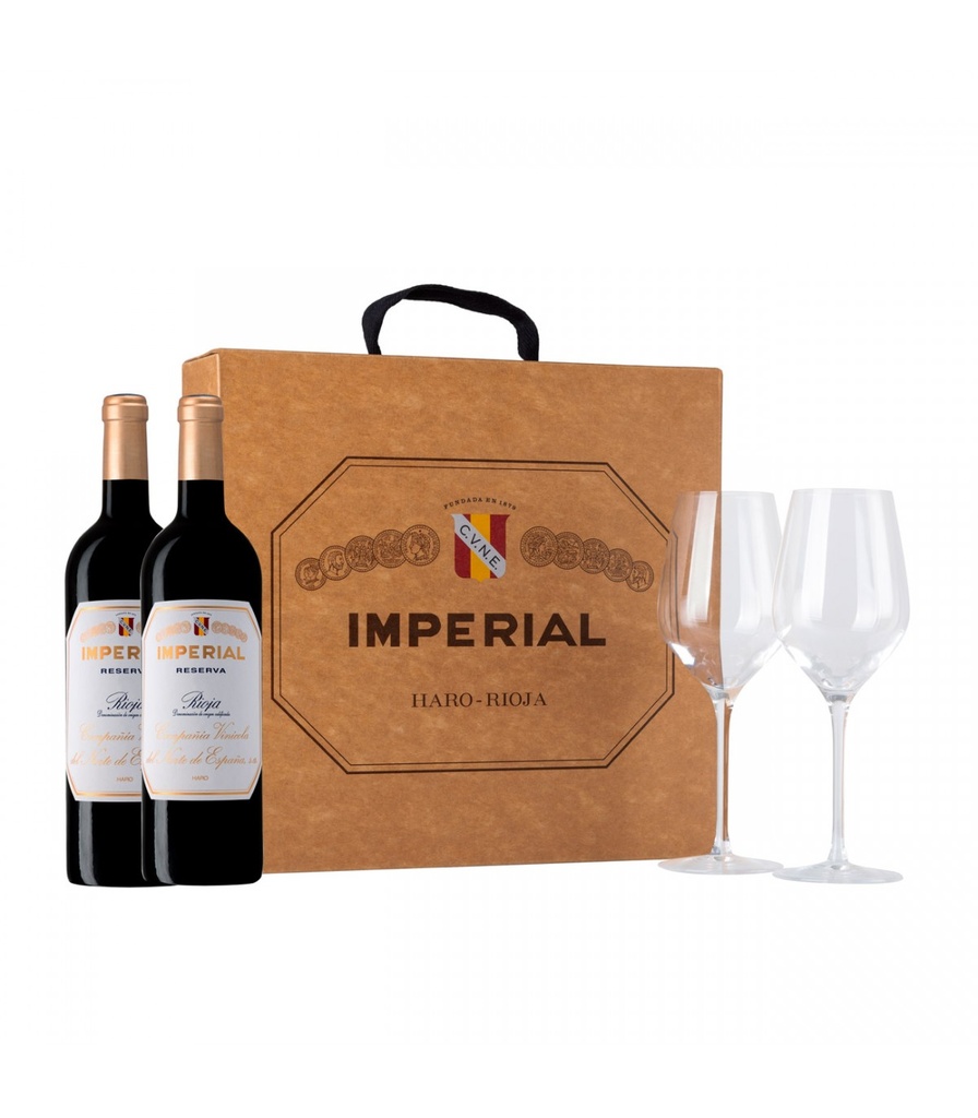 VINO TINTO IMPERIAL ESTUCHE 2 BOTELLAS + 2 COPAS - RESERVA