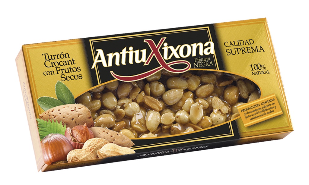 Turron Crocant con Frutos Secos Etiqueta Negra 150g ANTIU XIXONA