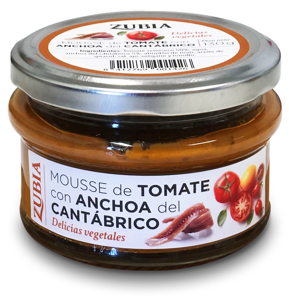 TARRO MOUSSE DE TOMATE CON ANCHOA DEL CANTABRICO 130G ZUBIA