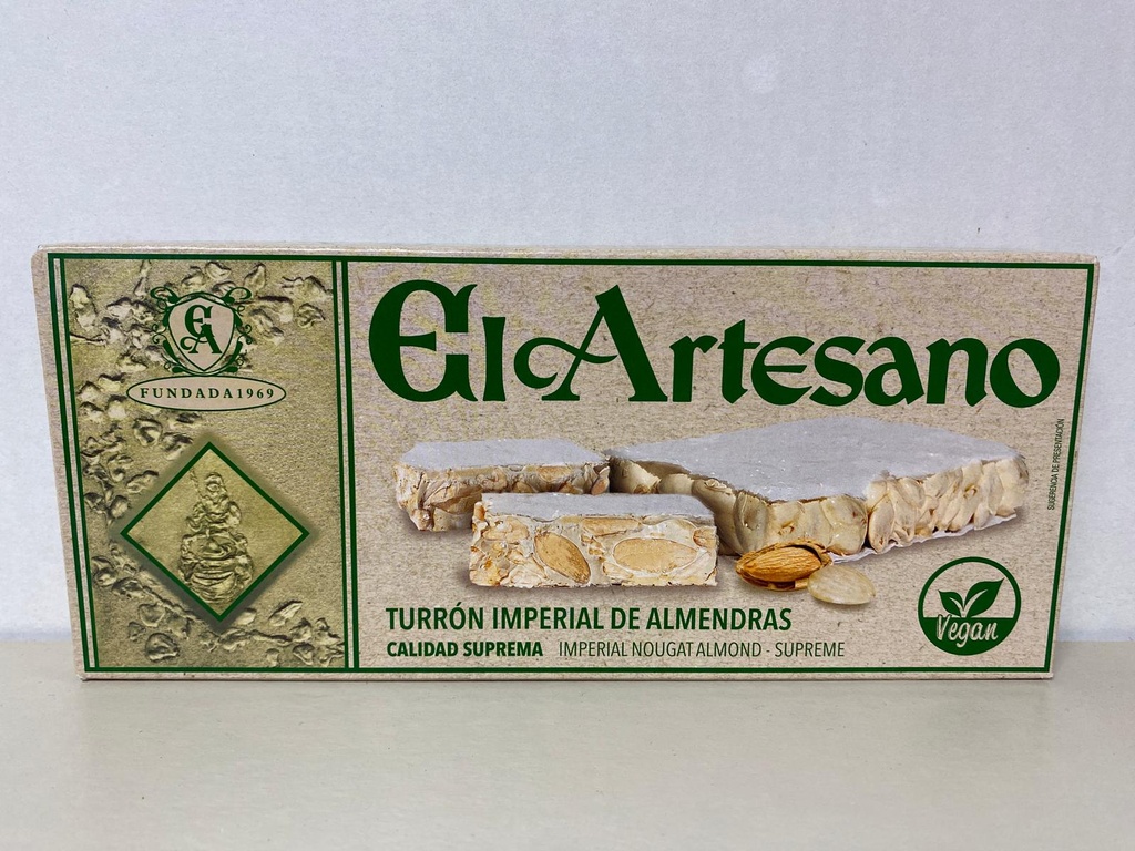 TURRON VEGANO IMPERIAL DE ALMENDRAS CALIDAD SUPREMA EL ARTESANO 150G
