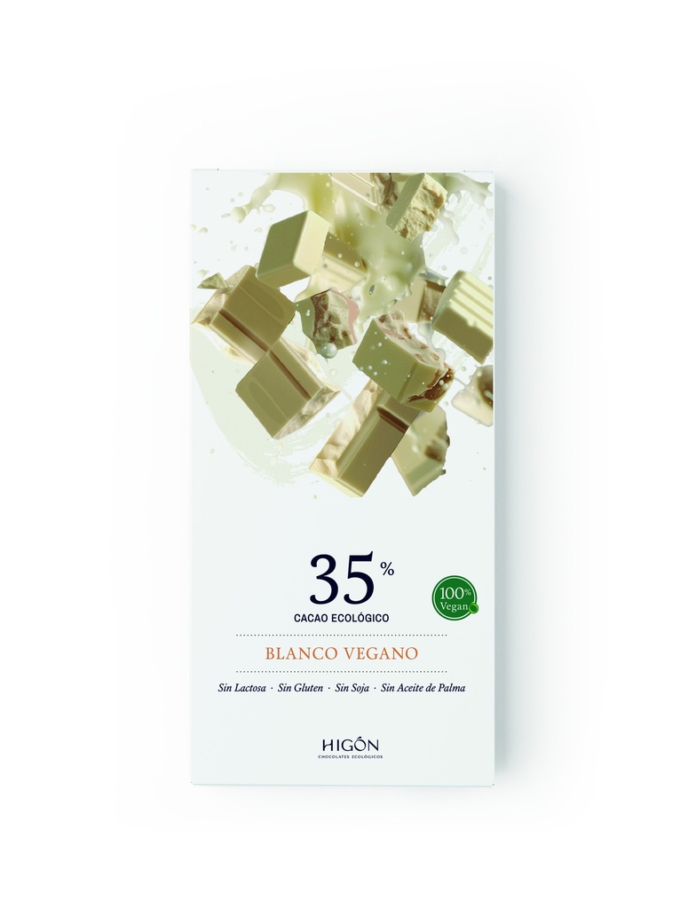 TABLETA CHOCOLATE BLANCO VEGANO 35% CACAO ECOLOGICO 70G HIGON