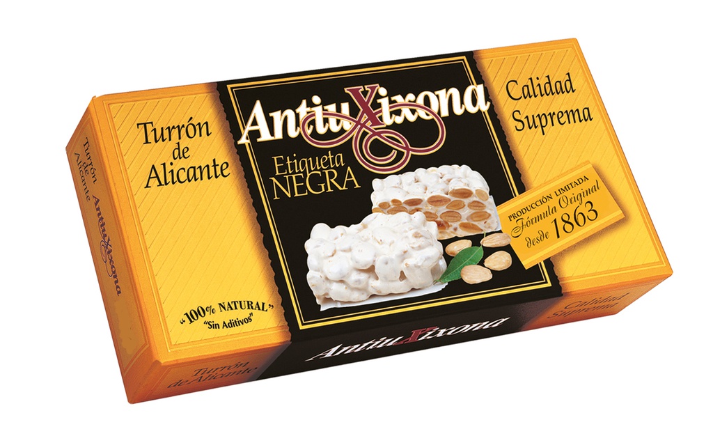 TURRON ALICANTE ETIQUETA NEGRA (64%ALMENDRA)ANTIU XIXONA 200G