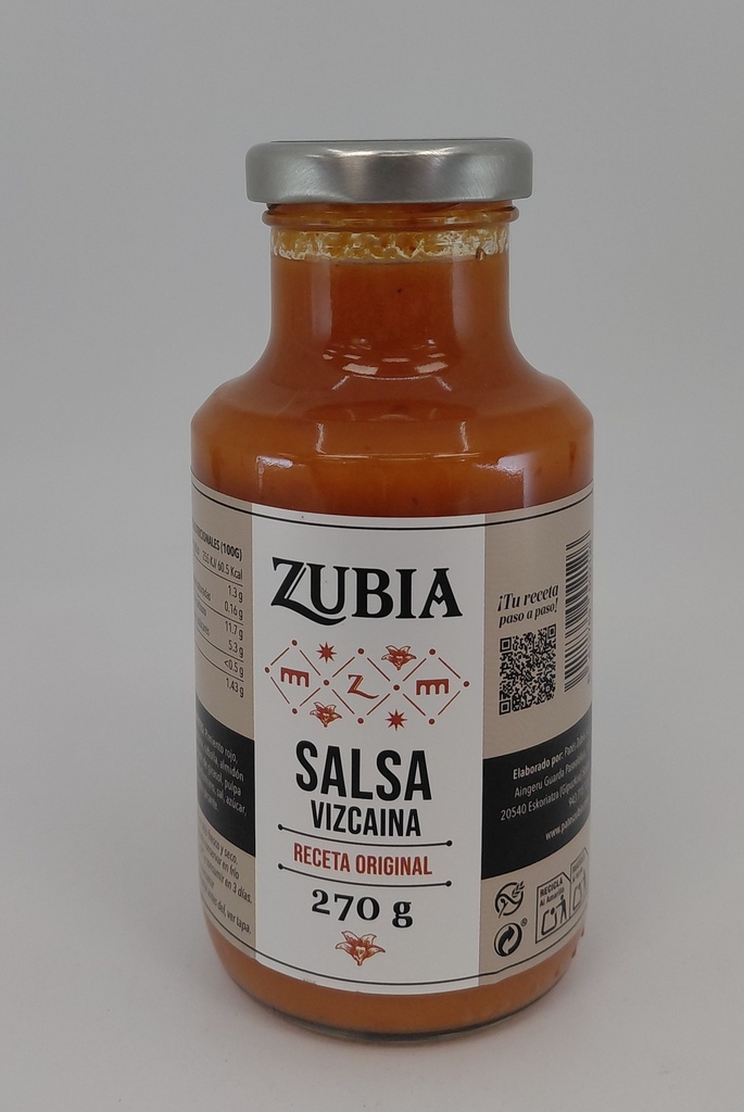 SALSA VIZCAINA ARTESANA RECETA ORIGINAL 270G ZUBIA