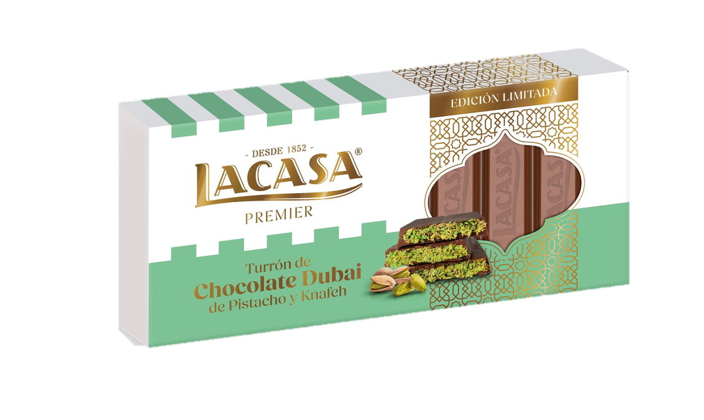 TURRÓN DE CHOCOLATE STILO DUBAI DE PISTACHO Y KATAIFI LA CASA 225G
